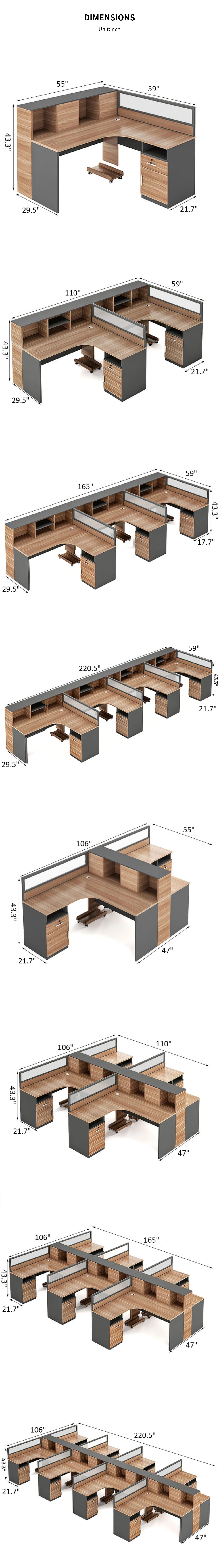 Office Workstation Desk 55-220 in Wide with Privacy Panel for Home Office — Detail image 7