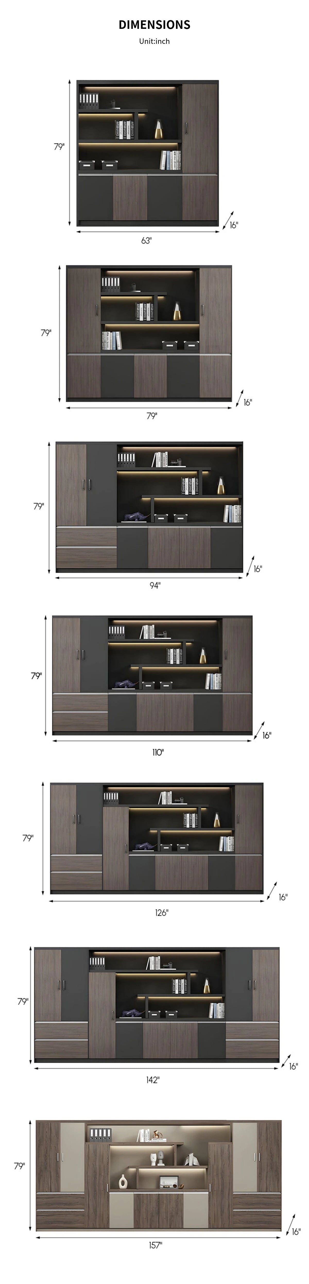 File Cabinet 79 in Tall with Lockable, Solid Wood & Soft-Close for Office — Detail image 12