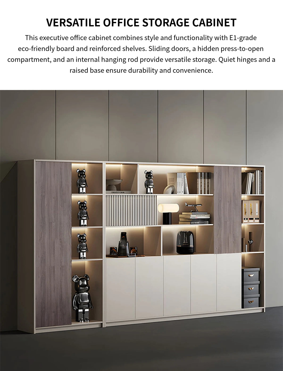 File Cabinet 79 in Tall with Lockable, Sliding Doors & Soft-Close for Office — Detail image 1