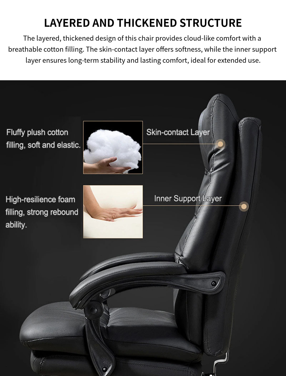 Modern Executive Desk with Lumbar Support, Swivel & Round for Home Office — Detail image 2
