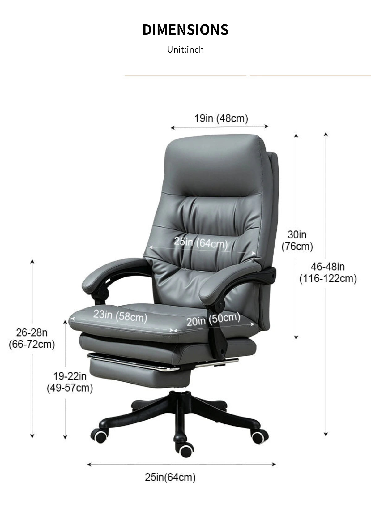 Modern Executive Desk with Lumbar Support, Swivel & Round for Home Office — Detail image 16