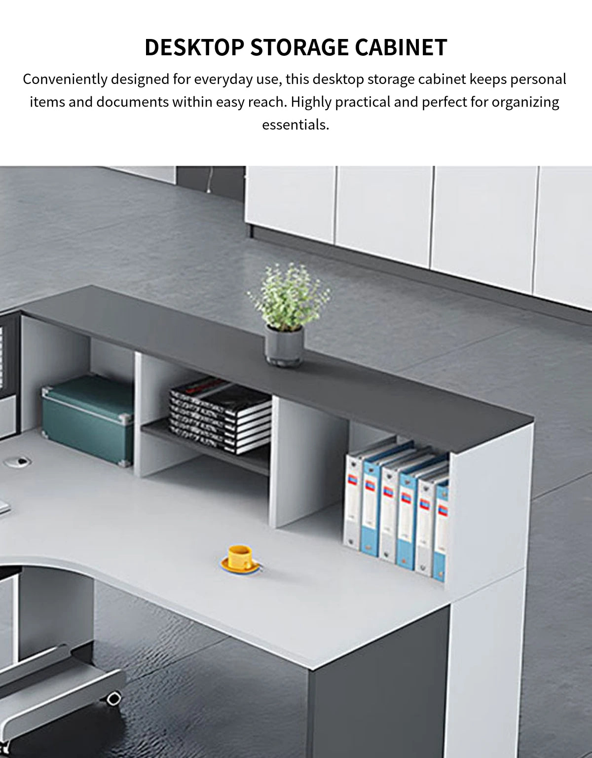 Office Workstation Desk with Privacy Panel, Cable Management & Glass Top for Home Office — Detail image 7