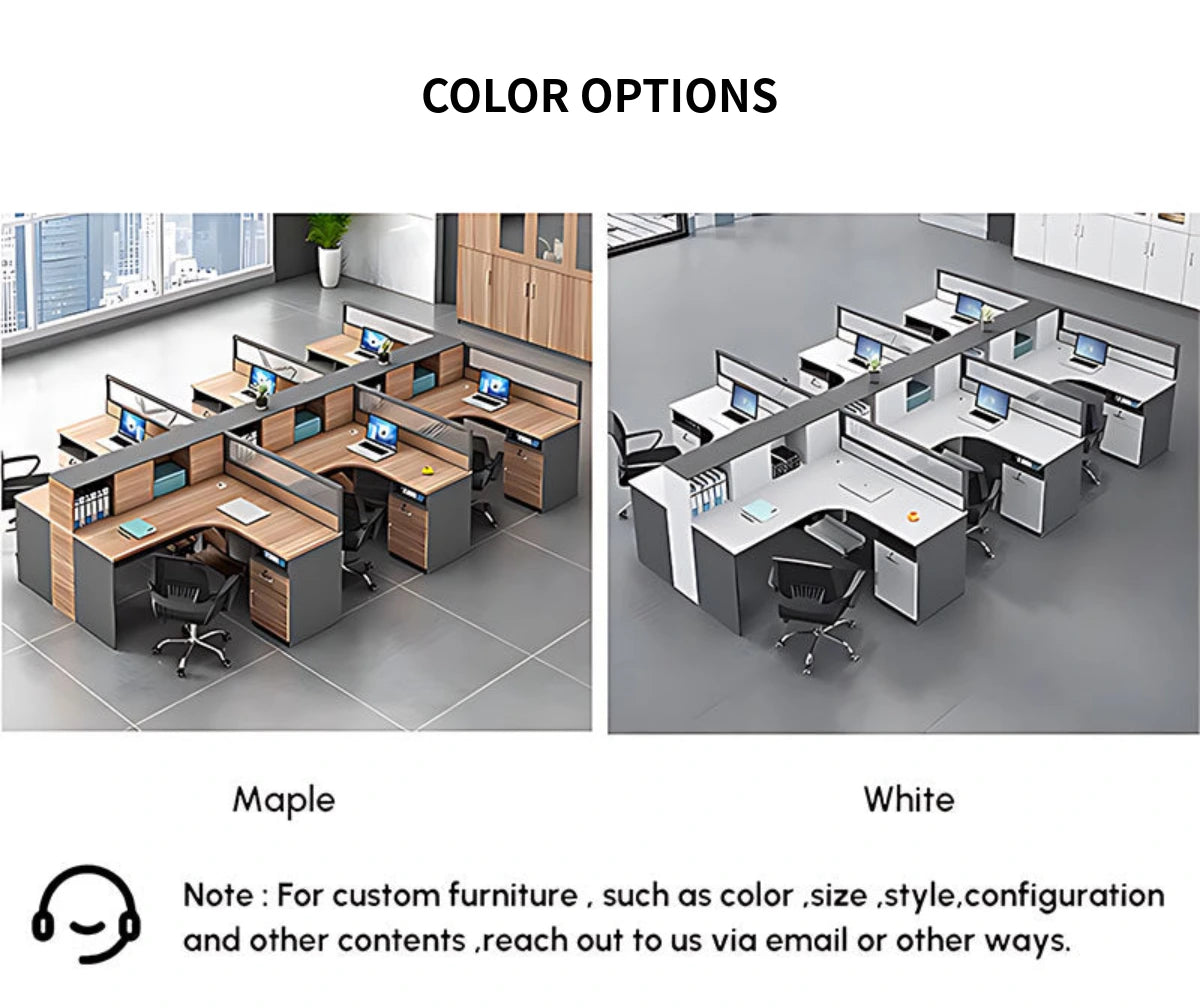 Office Workstation Desk with Privacy Panel, Cable Management & Glass Top for Home Office — Detail image 11