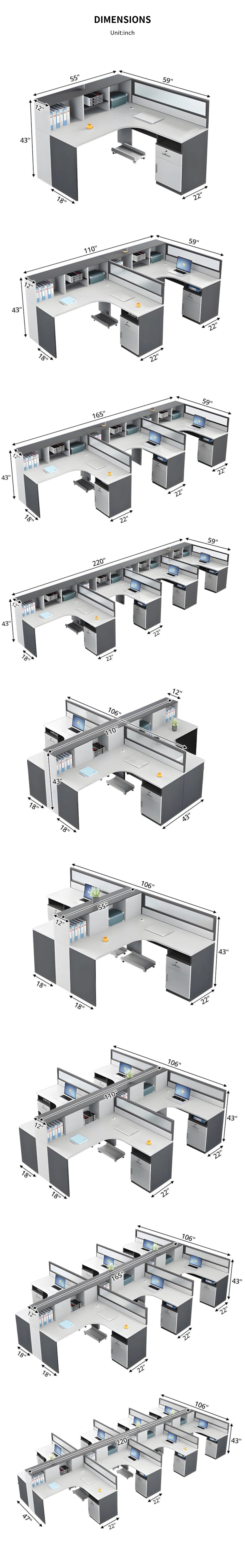 Office Workstation Desk with Privacy Panel, Cable Management & Glass Top for Home Office — Detail image 12