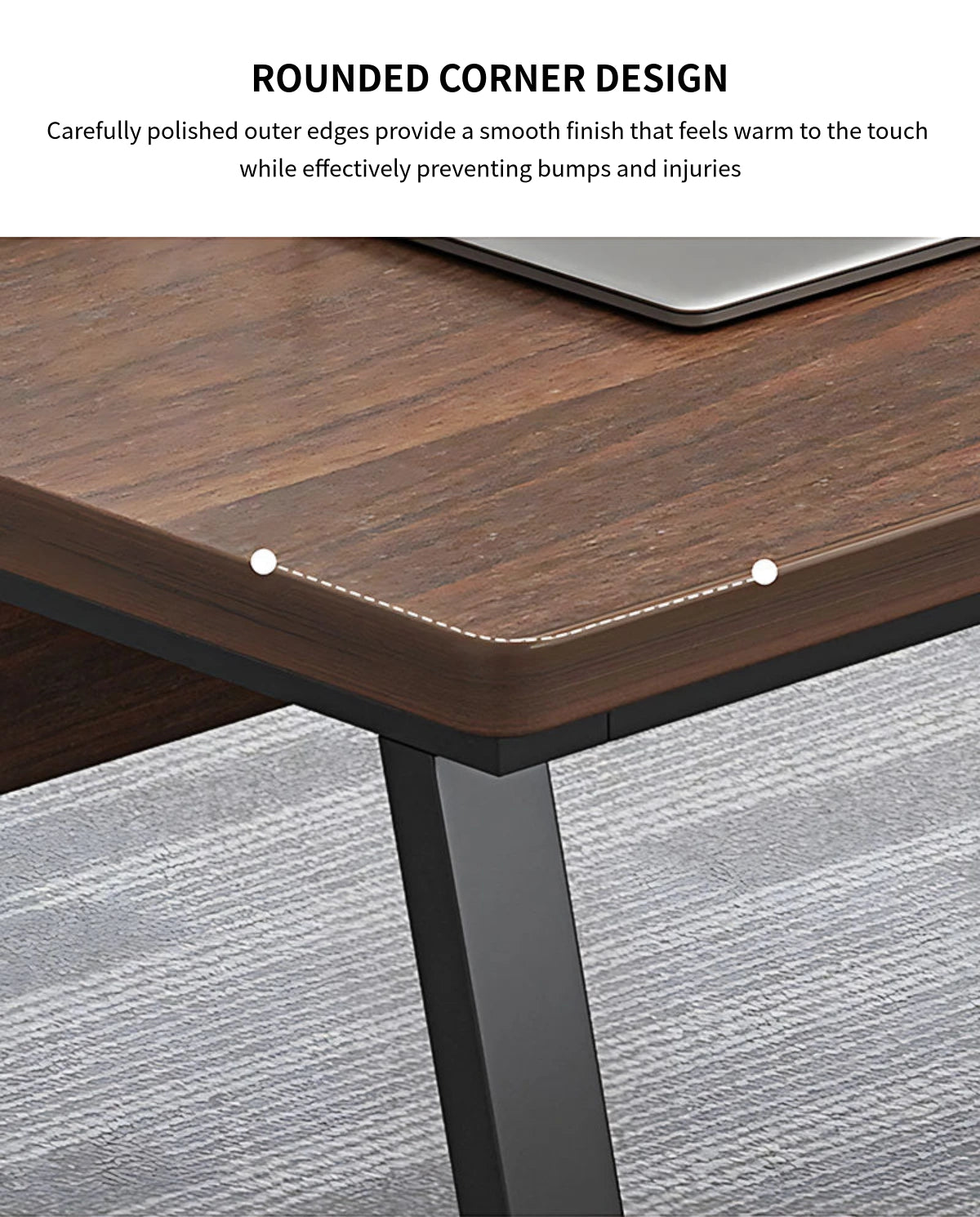 L-Shaped Office Desk with Cable Management, Lockable & Lumbar Support for Home Office — Detail image 6