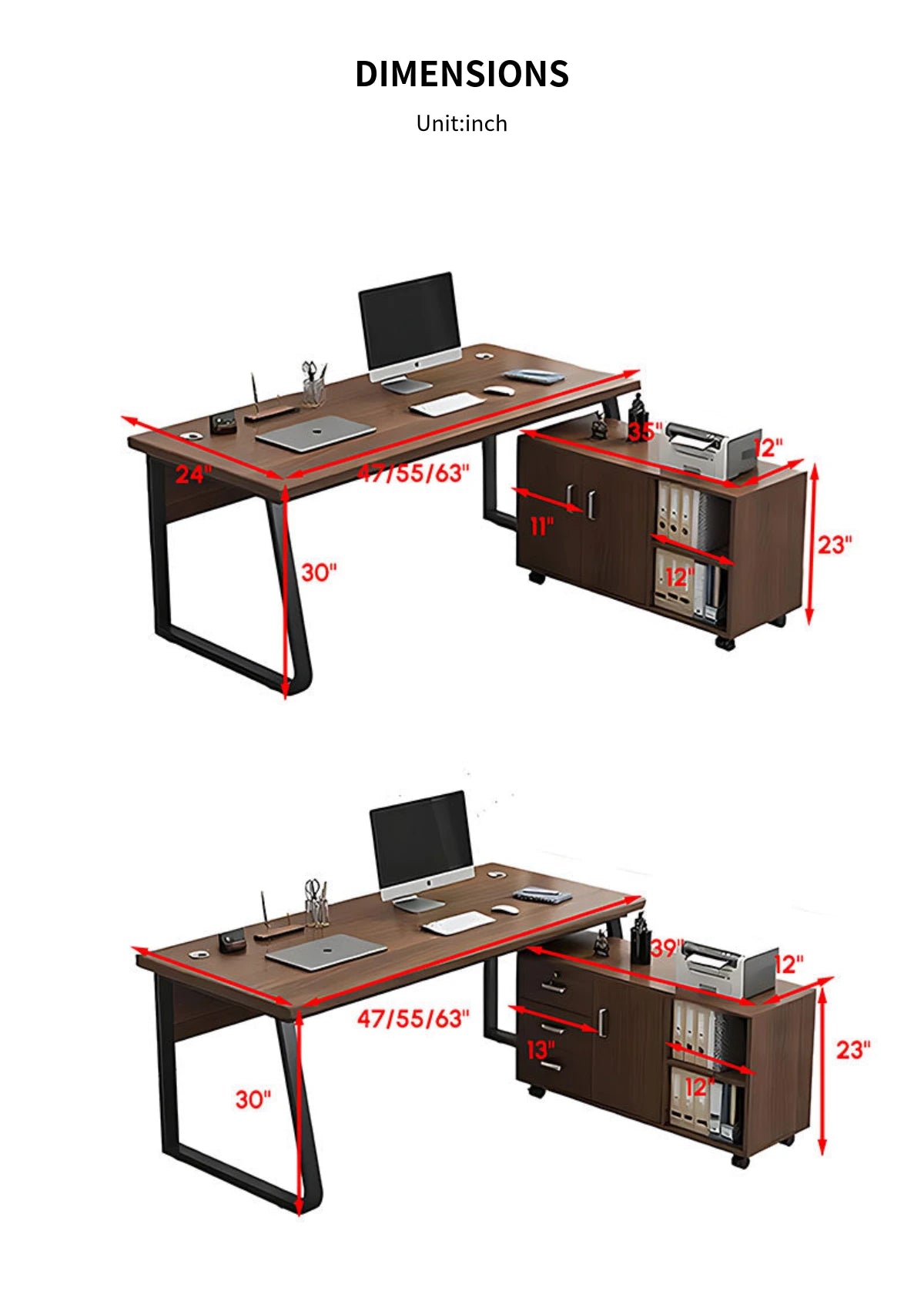 L-Shaped Office Desk with Cable Management, Lockable & Lumbar Support for Home Office — Detail image 15