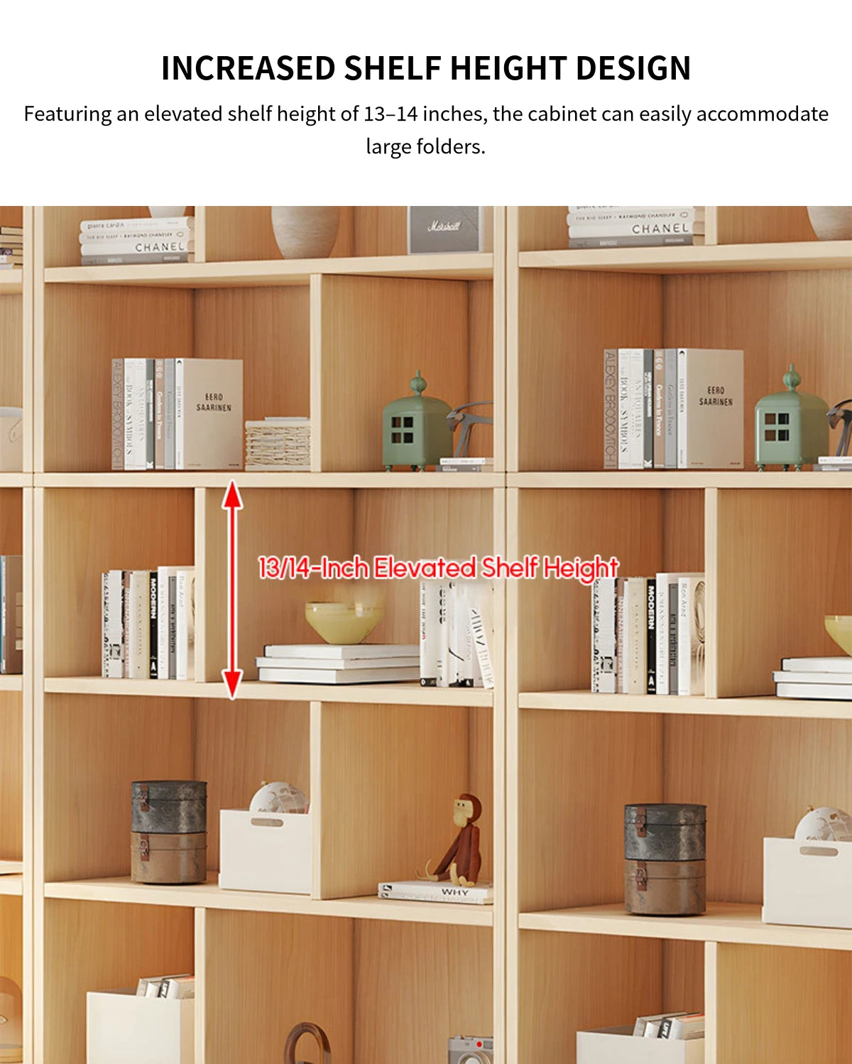 File Cabinet 87-94 in Tall with Solid Wood, Adjustable Shelves & Modular for Office — Detail image 3