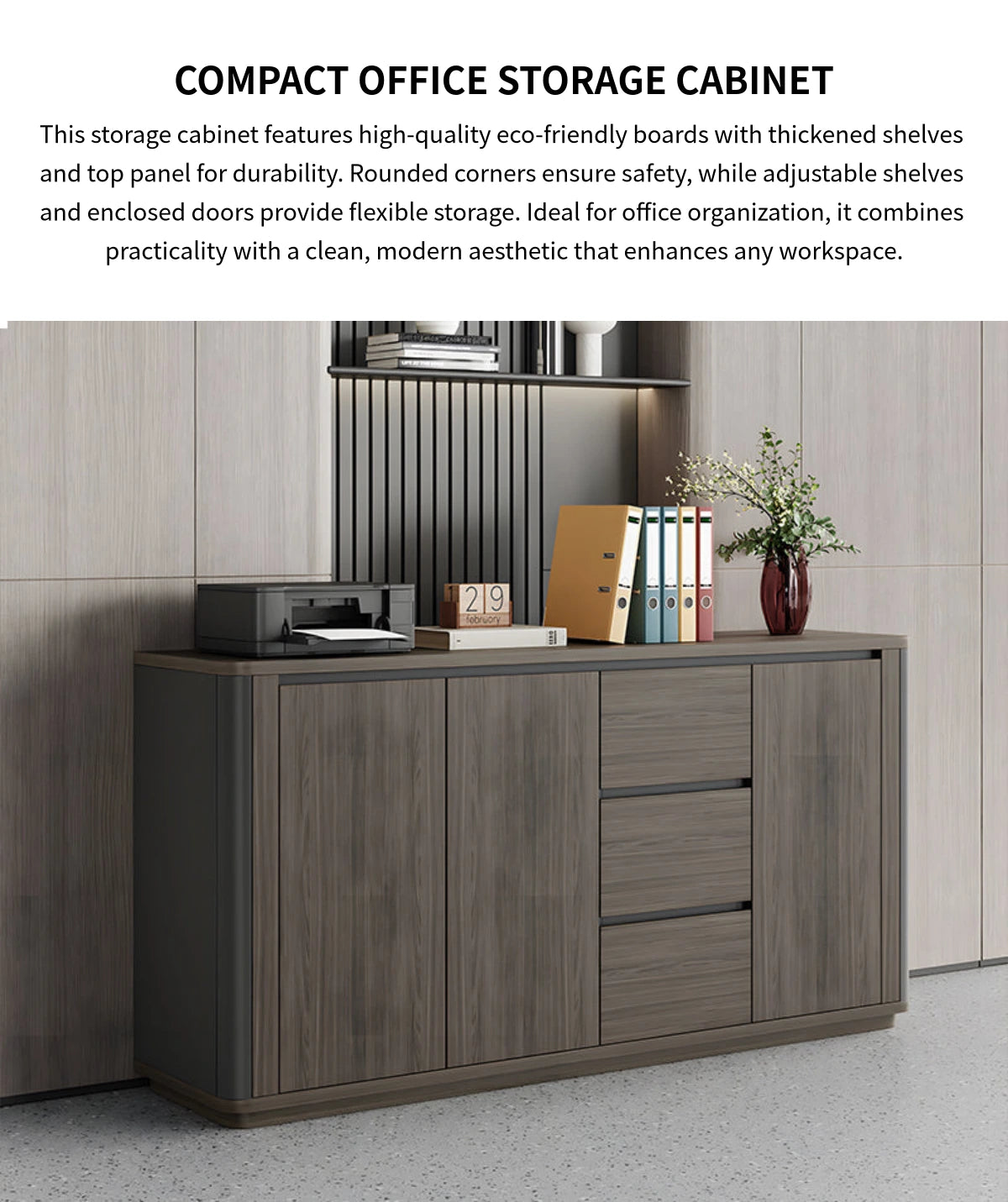 File Cabinet with Lockable, Adjustable Shelves & Curved for Office — Detail image 1