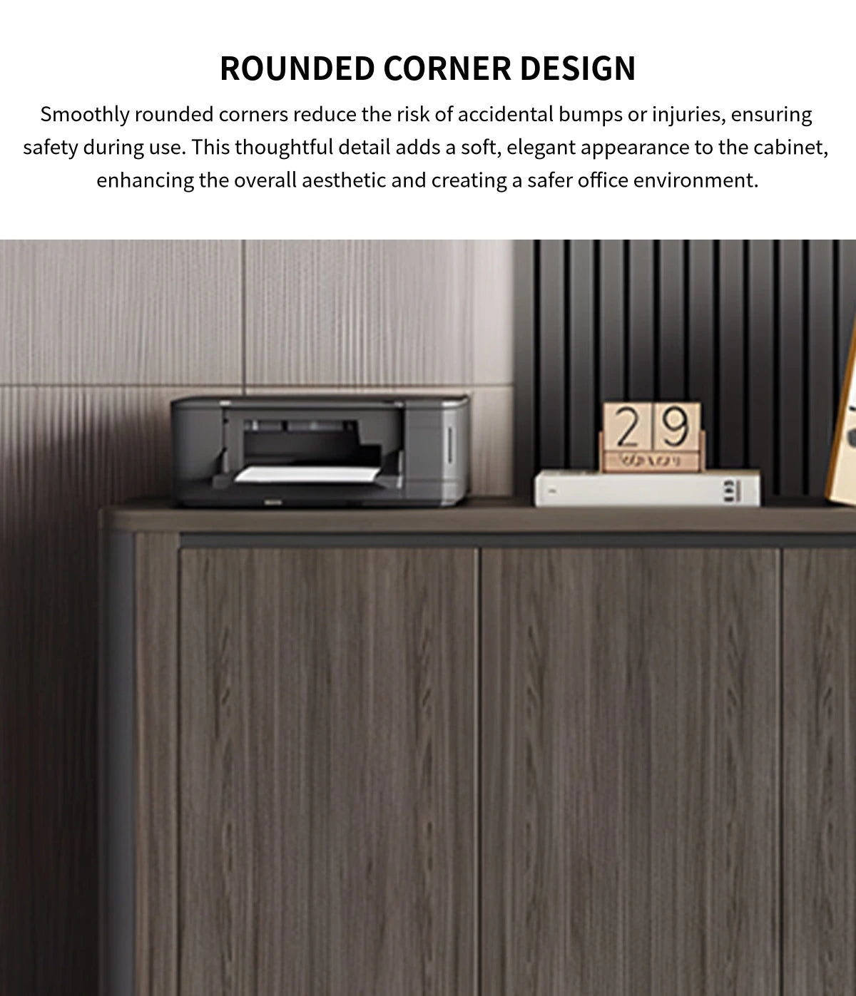 File Cabinet with Lockable, Adjustable Shelves & Curved for Office — Detail image 5