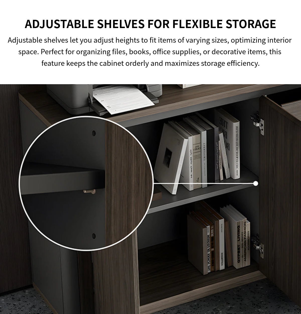 File Cabinet with Lockable, Adjustable Shelves & Curved for Office — Detail image 6