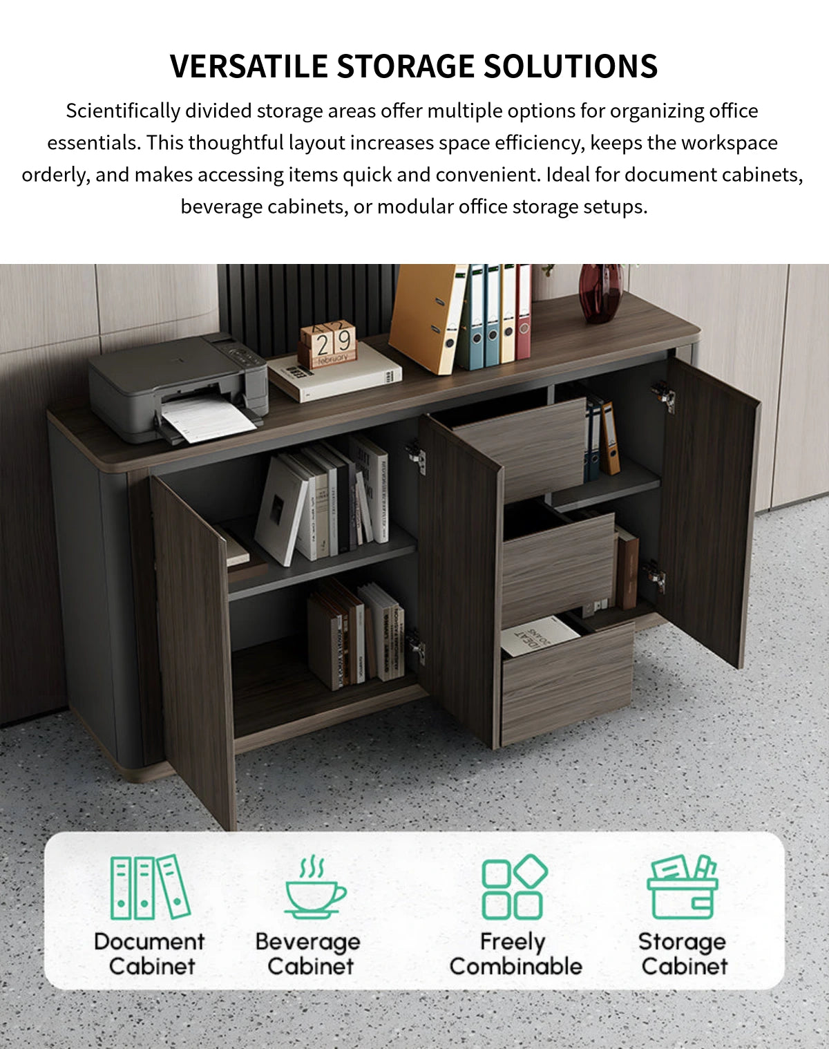 File Cabinet with Lockable, Adjustable Shelves & Curved for Office — Detail image 8