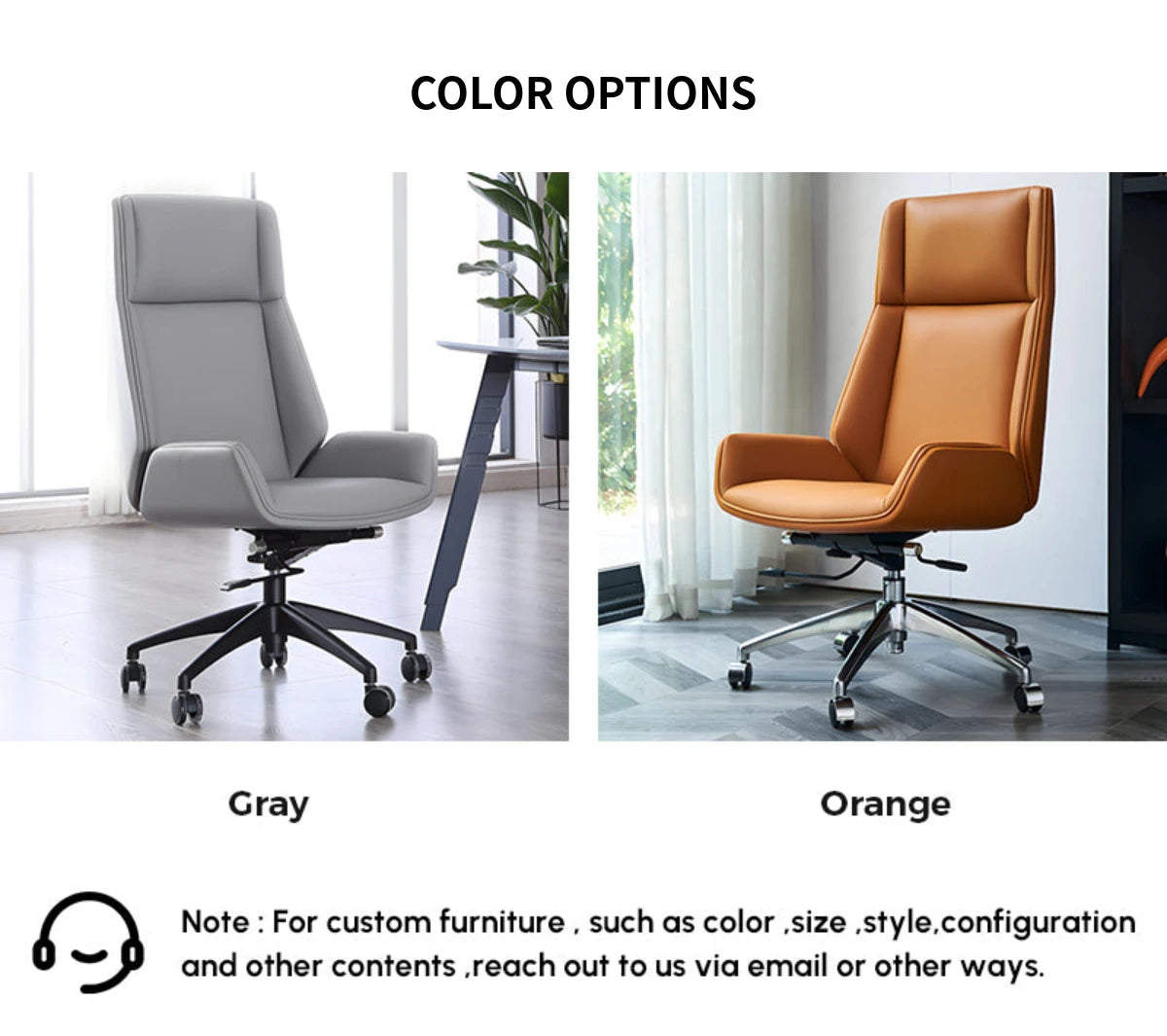 Luxurious Sleek Ergonomic Office Chair with Neck Support & Recline Function for Executive & Home Use BGY-107 — Detail image 10