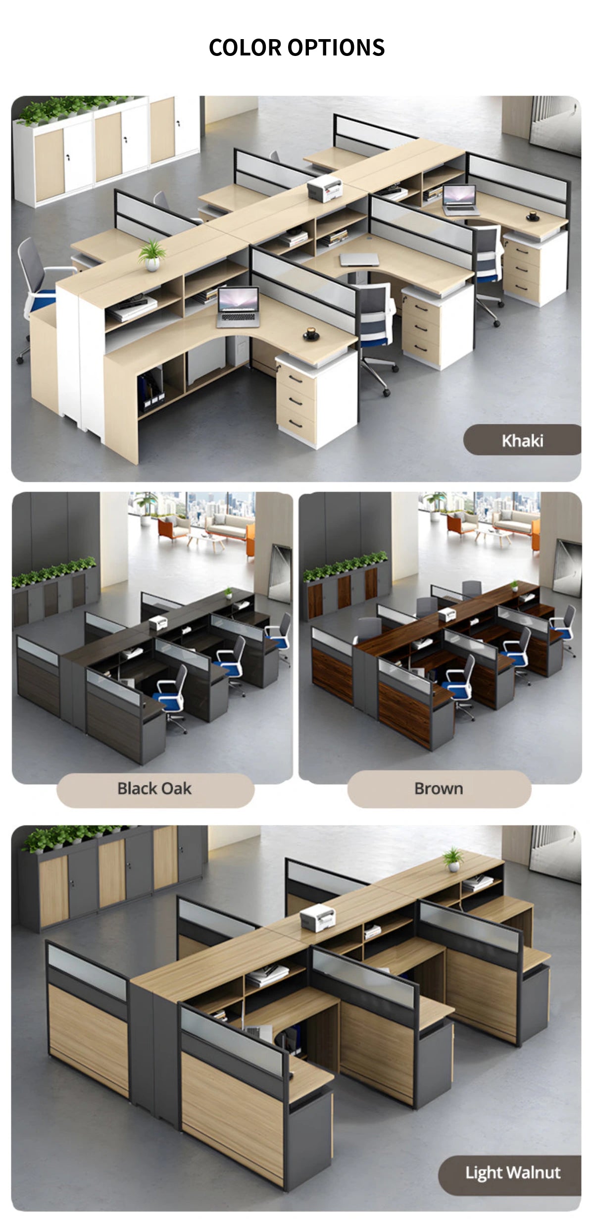 L-Shaped Office Desk with Built-In Outlets, Cable Management & Glass Top for Home Office — Detail image 10