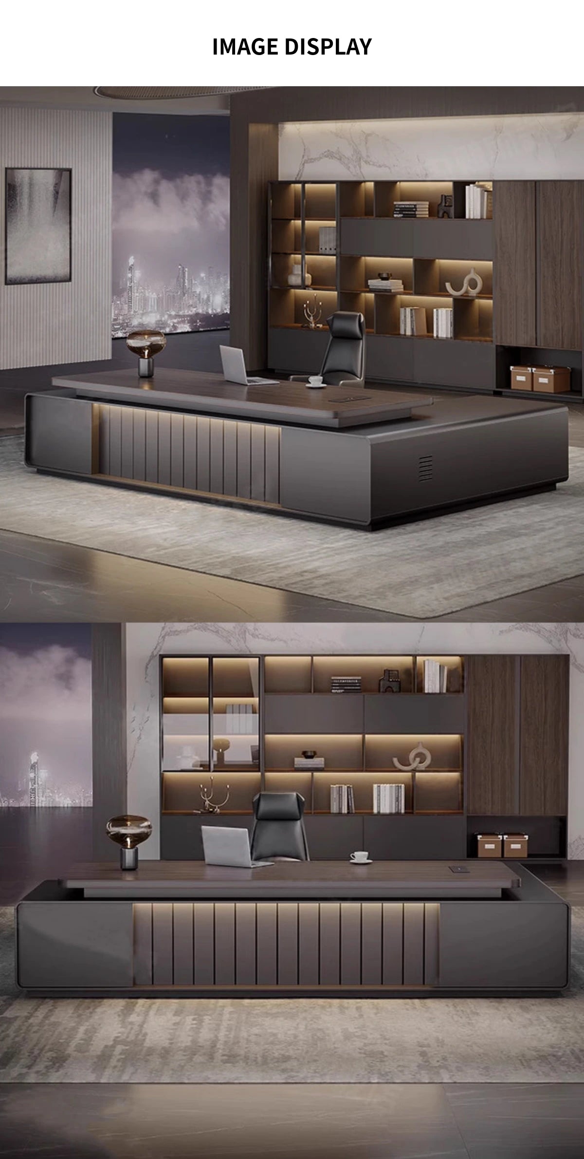 Modern Executive Desk with Curved, Cable Management & Side Storage for — Detail image 10