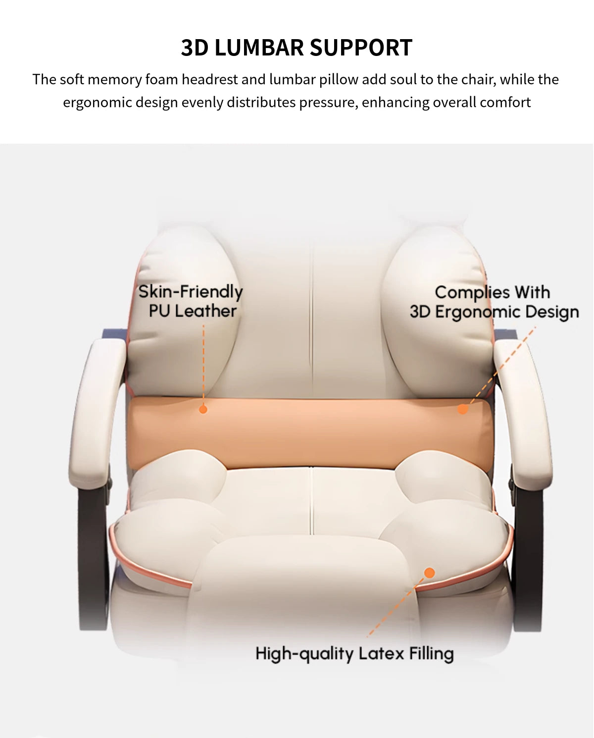 Gaming Office Chair with Reclining, Lumbar Support & Portable for Gaming Setup — Detail image 3