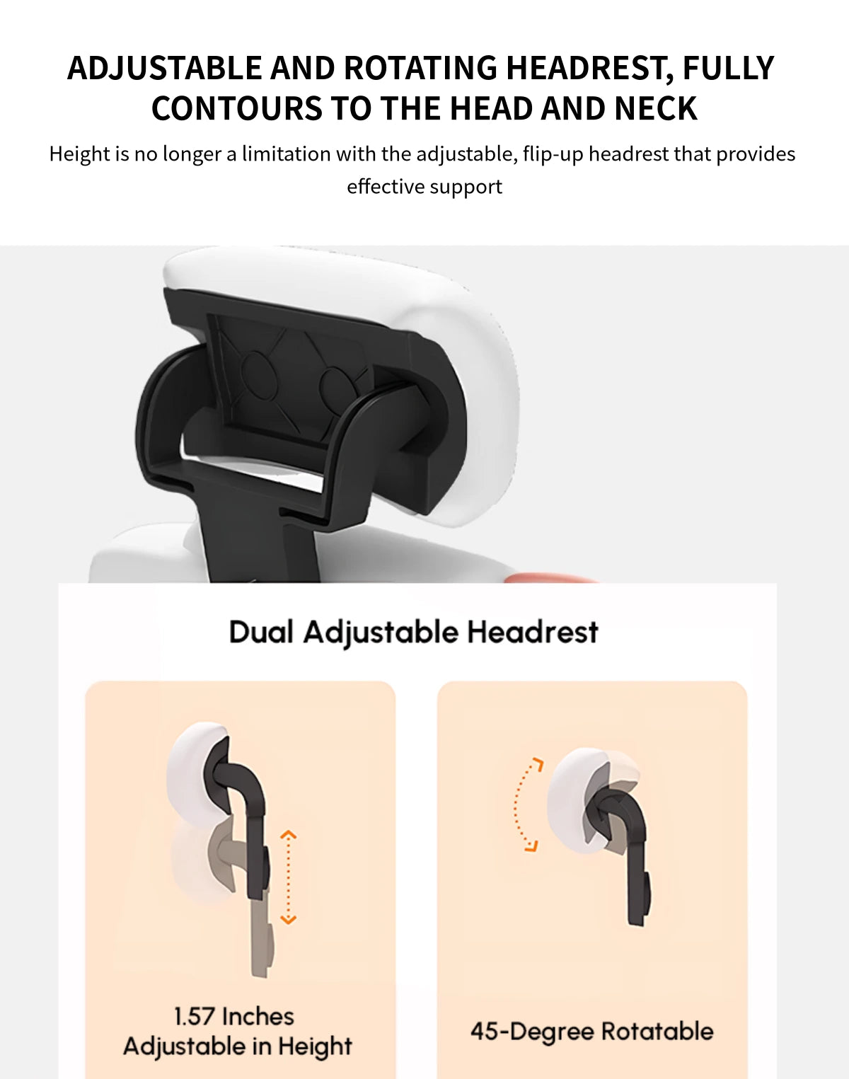 Gaming Office Chair with Reclining, Lumbar Support & Portable for Gaming Setup — Detail image 5