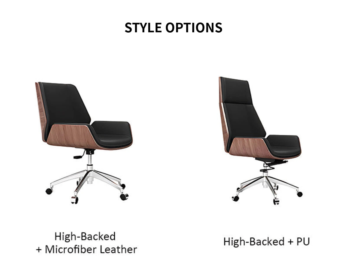 Leather Executive Office Chair with Genuine Leather, Solid Wood & Lumbar Support — Detail image 10
