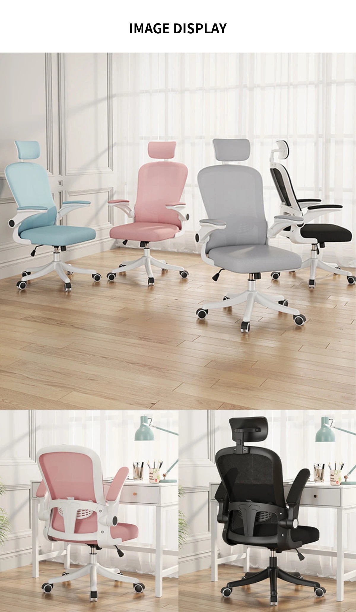 Mesh Ergonomic Office Chair with Lumbar Support, Swivel & Breathable Mesh for Home Office — Detail image 9