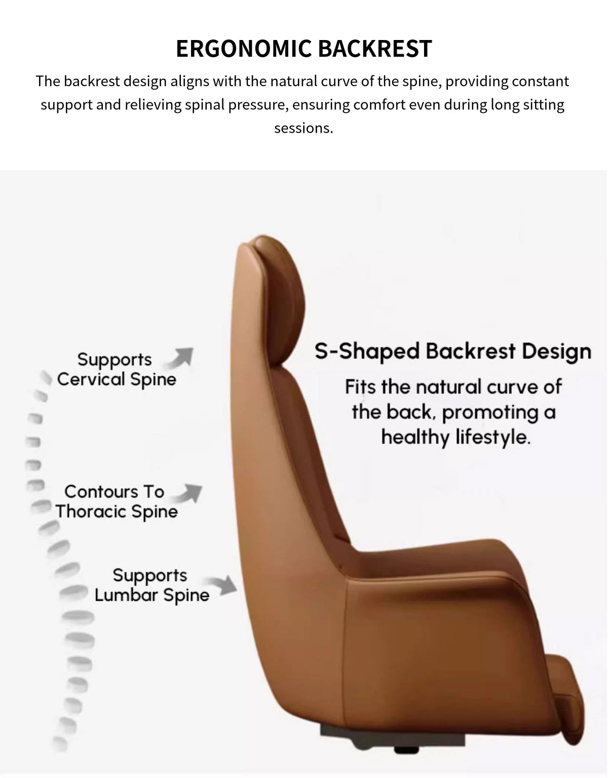 Ergonomic Office Chair with Lumbar Support, Portable & Swivel for Executive Office — Detail image 5