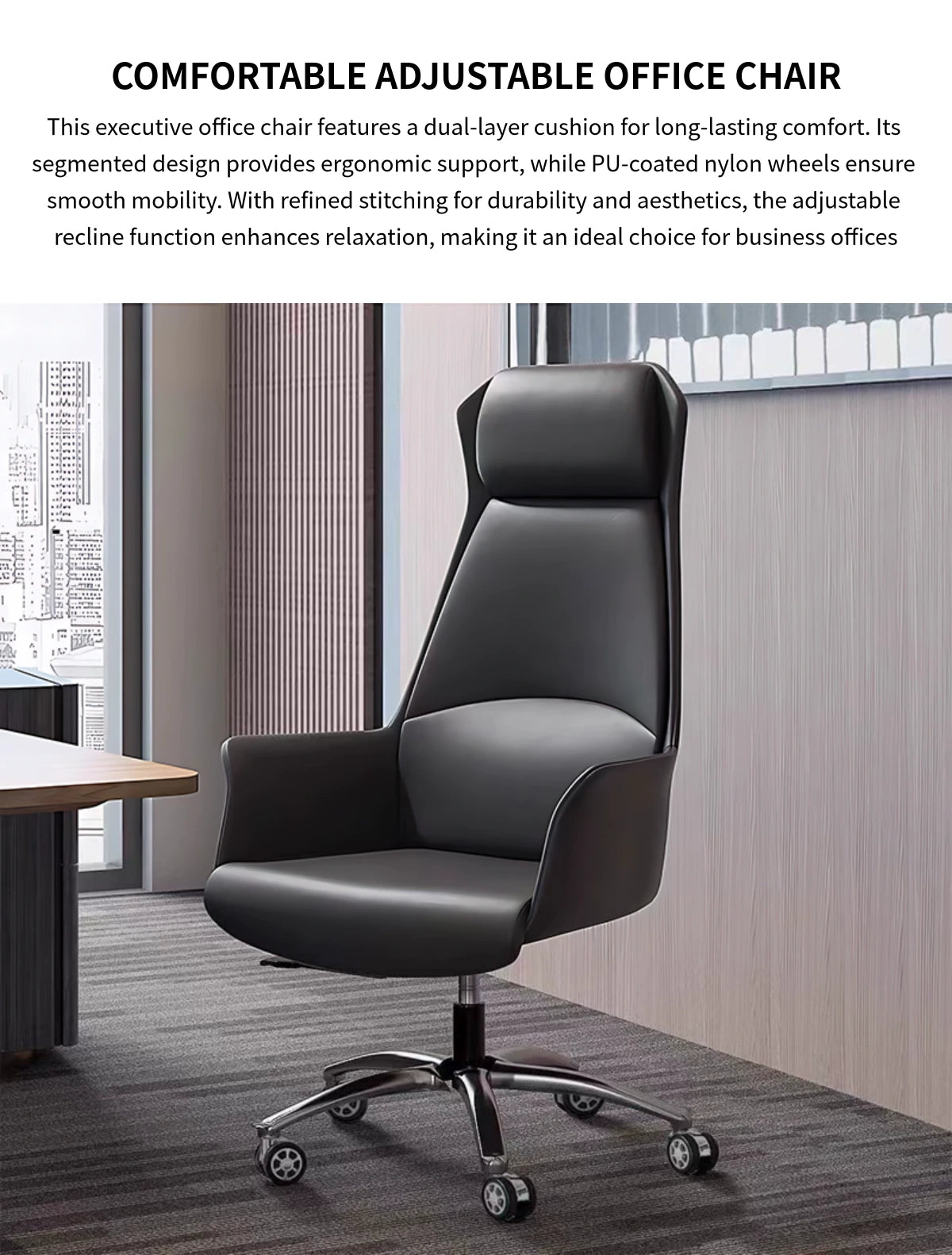 Ergonomic Office Chair with Reclining, Curved & Lumbar Support for Executive Office — Detail image 1