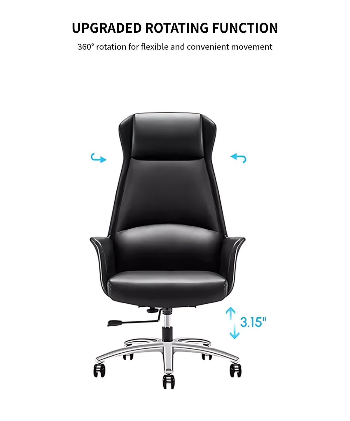 Ergonomic Office Chair with Reclining, Curved & Lumbar Support for Executive Office — Detail image 4