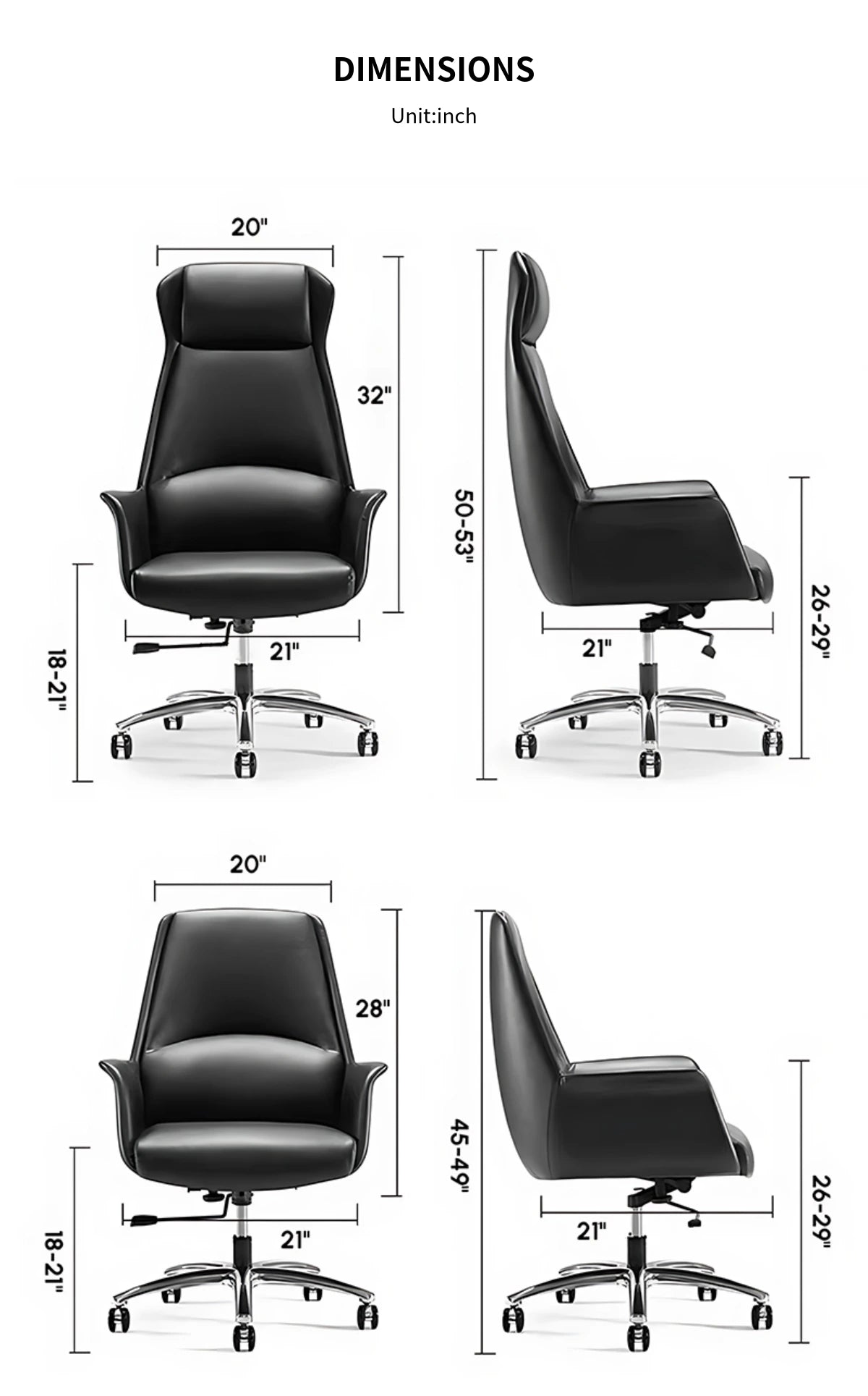Ergonomic Office Chair with Reclining, Curved & Lumbar Support for Executive Office — Detail image 8