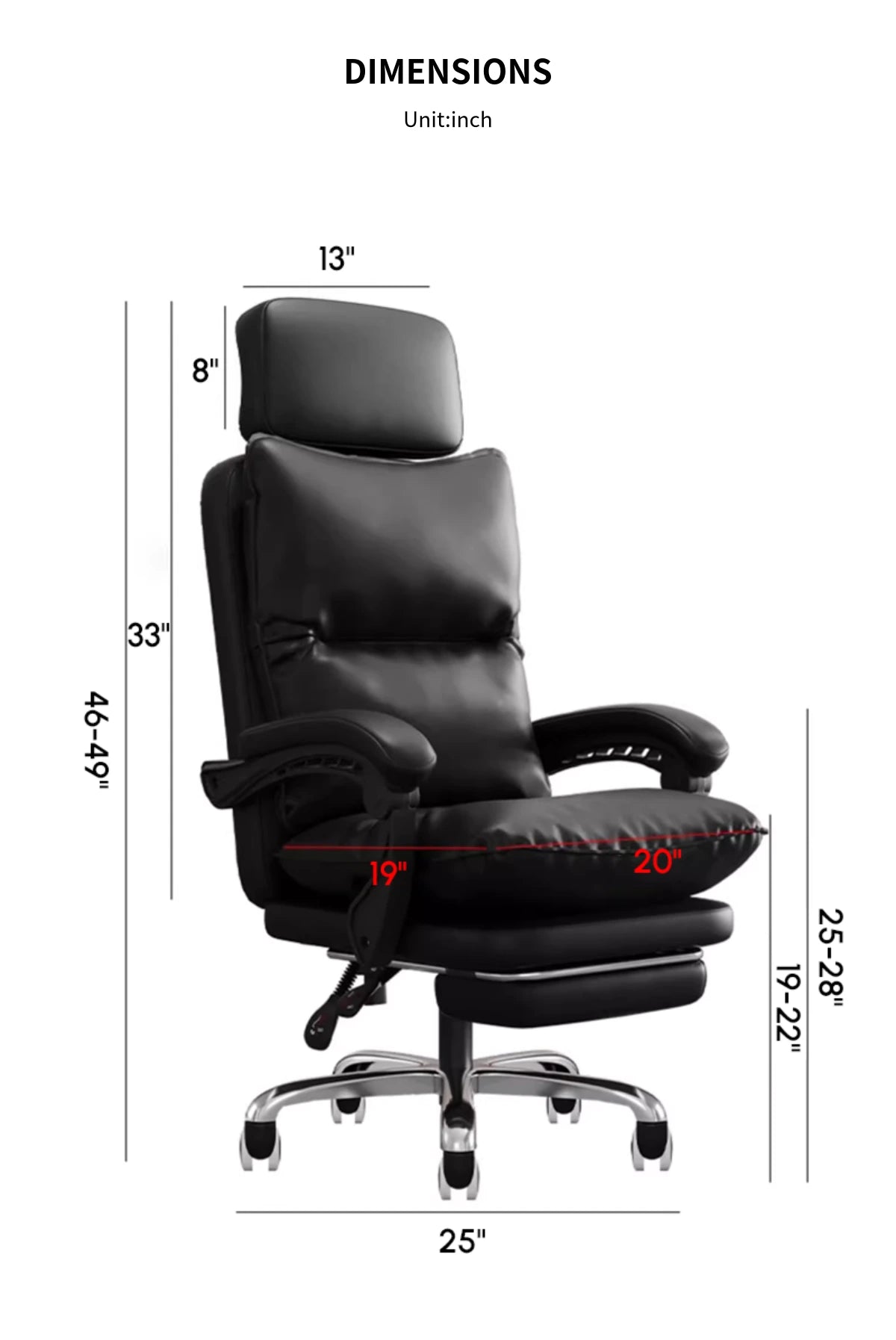 Mesh Ergonomic Office Chair with Reclining, Curved & Breathable Mesh for Home Office — Detail image 13