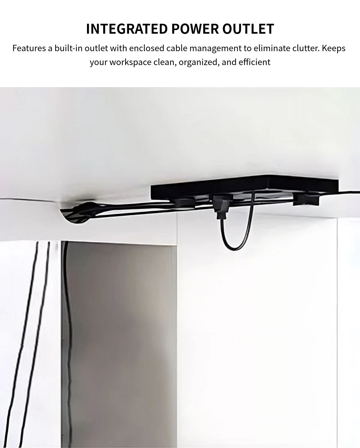 Office Workstation Desk with Built-In Outlets, Cable Management & File Drawers — Detail image 3