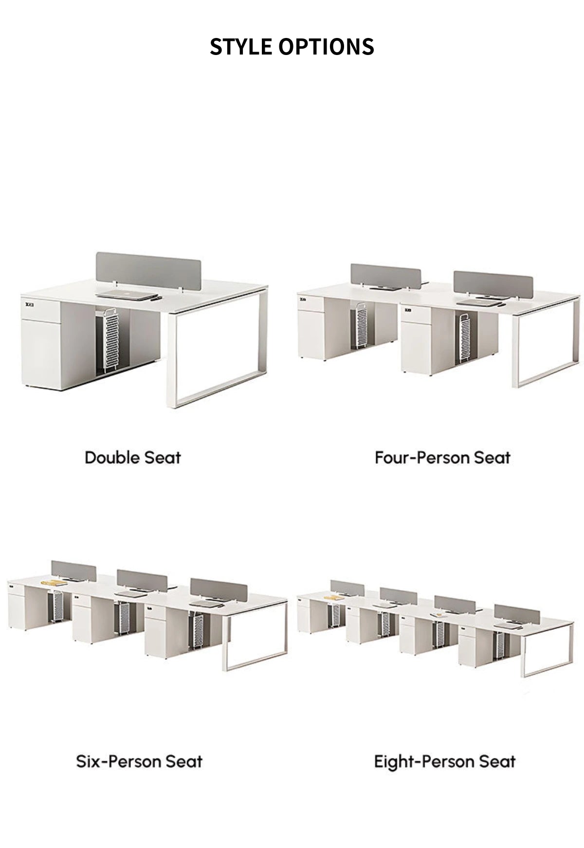 Office Workstation Desk with Built-In Outlets, Cable Management & File Drawers — Detail image 10