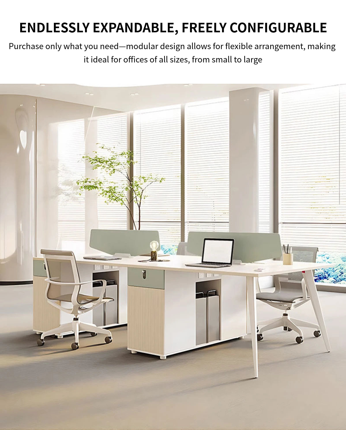 Modern Office Desk with Built-In Outlets, Cable Management & Lockable for Home Office — Detail image 8