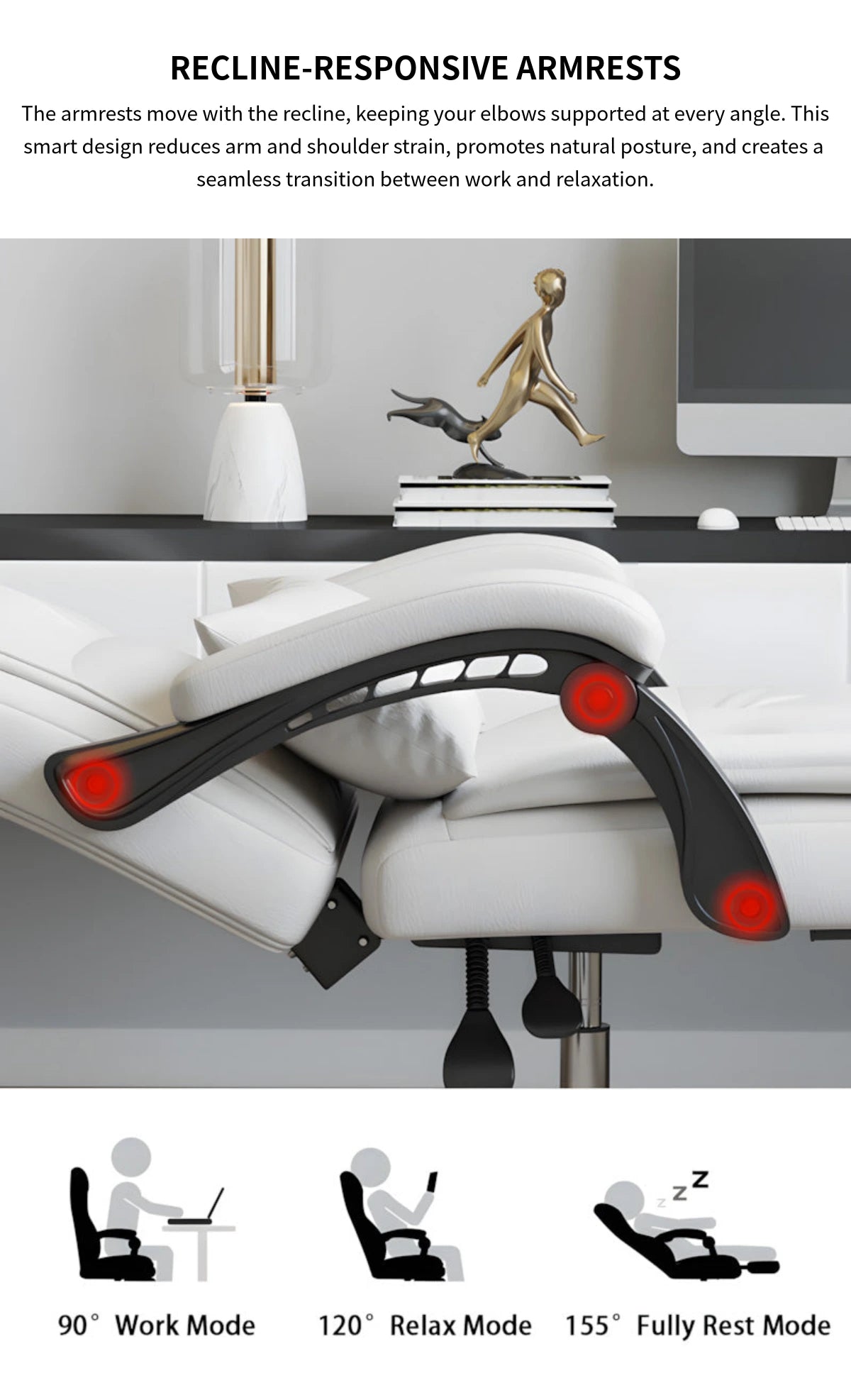 Ergonomic Office Chair with Lumbar Support, Portable & Swivel for Executive Office — Detail image 4