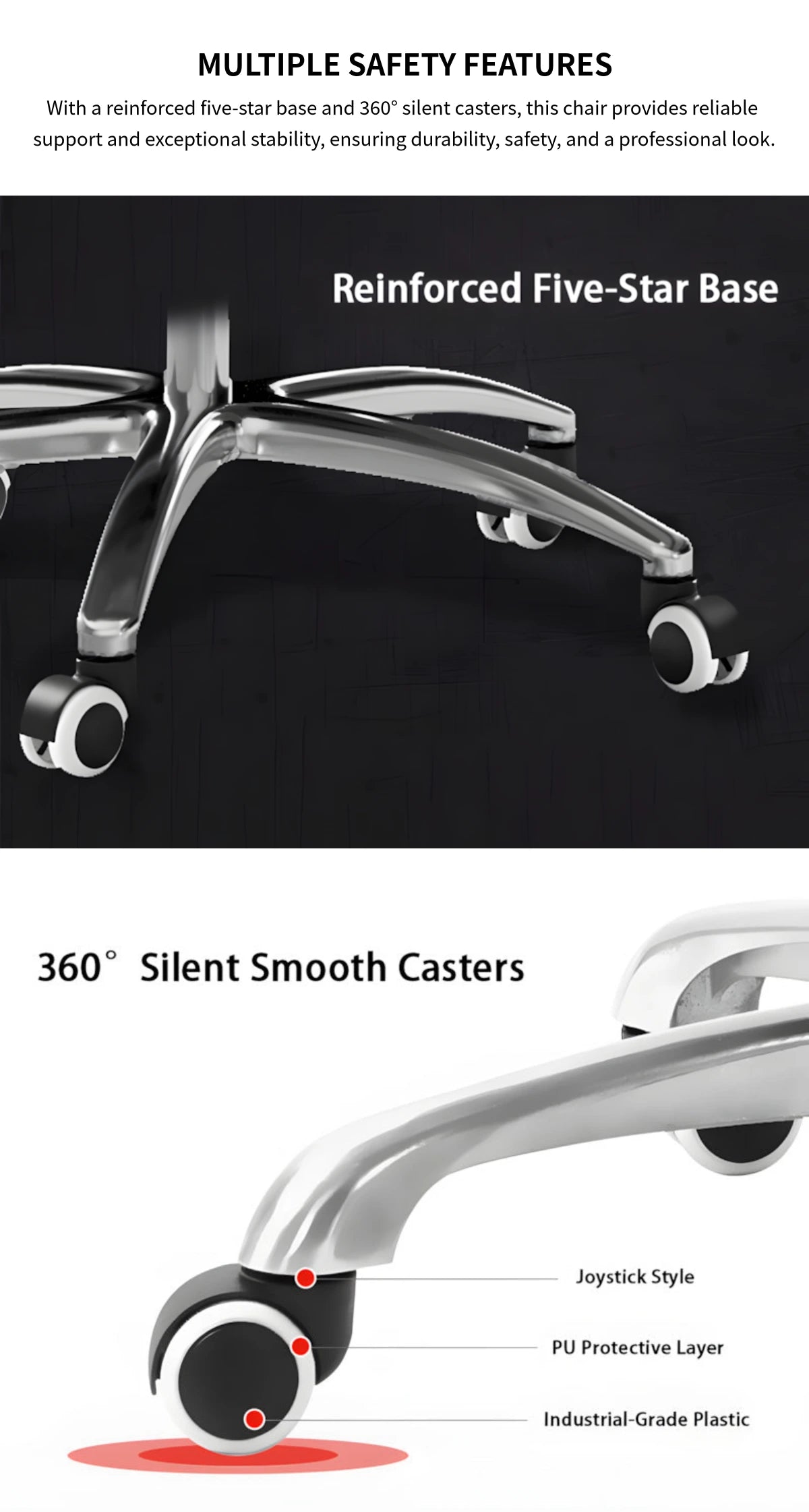 Ergonomic Office Chair with Lumbar Support, Portable & Swivel for Executive Office — Detail image 8