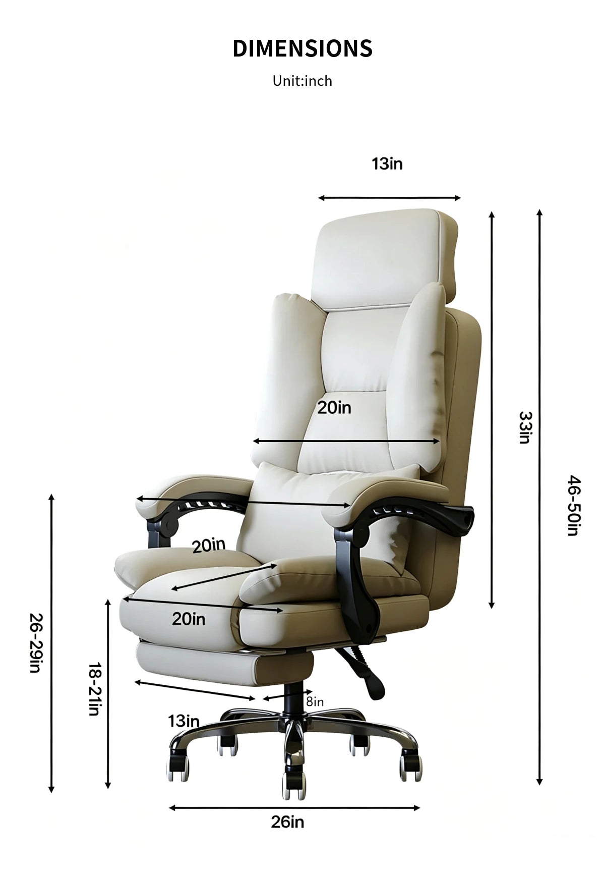 Ergonomic Office Chair with Lumbar Support, Portable & Swivel for Executive Office — Detail image 11