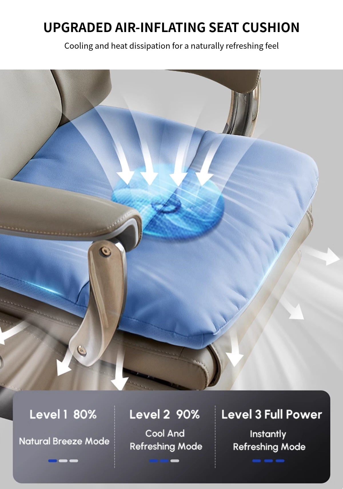 Leather Executive Office Chair with L-Shaped, Genuine Leather & Lumbar Support — Detail image 7