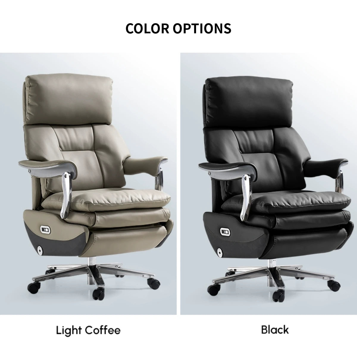 Leather Executive Office Chair with L-Shaped, Genuine Leather & Lumbar Support — Detail image 13
