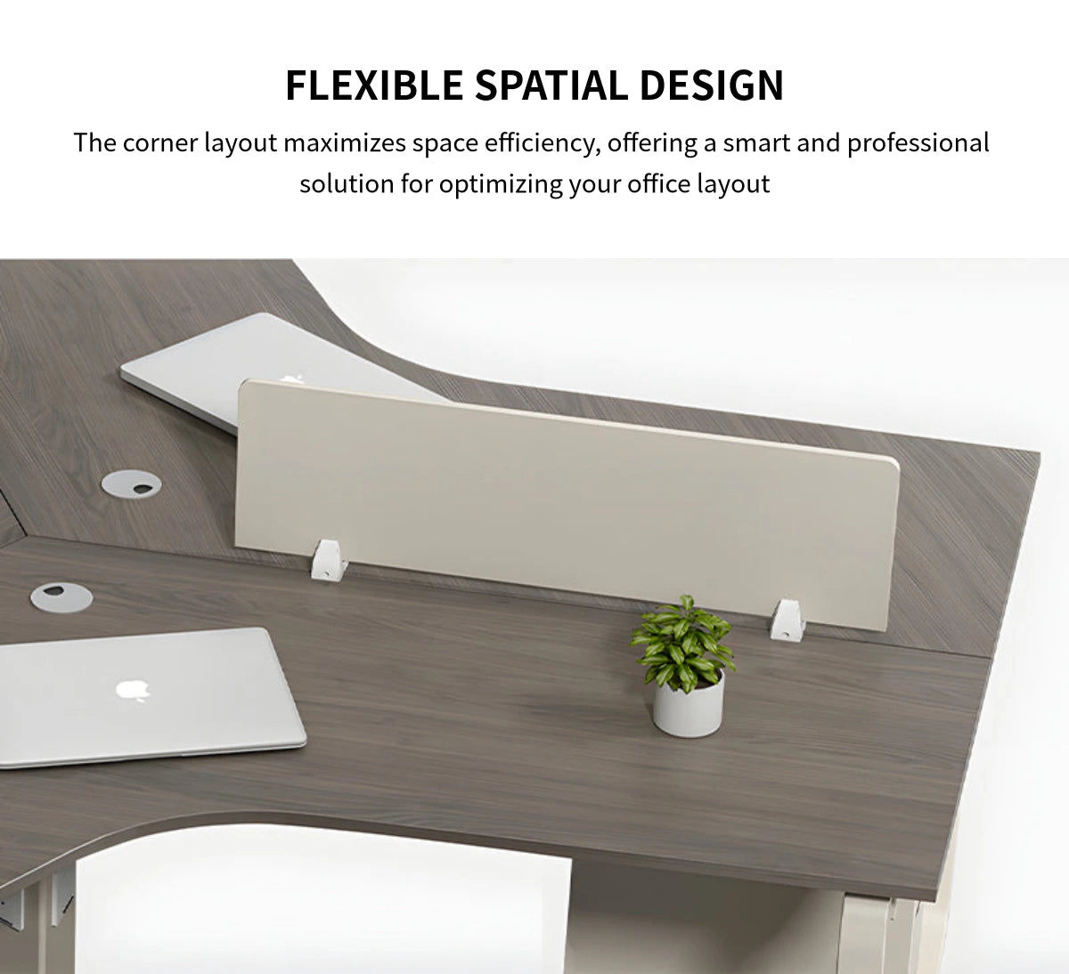 Curved Office Desk 47-200 in Wide with Privacy Panel & Transaction Counter for Home Office — Detail image 3