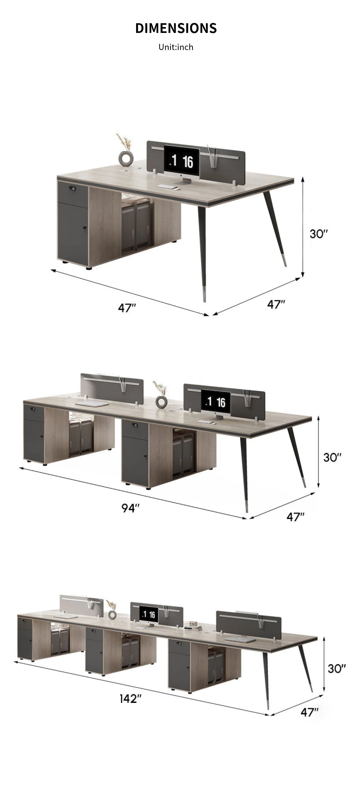 Curved Office Desk with Cable Management, Side Storage & Privacy Panel for Home Office — Detail image 13