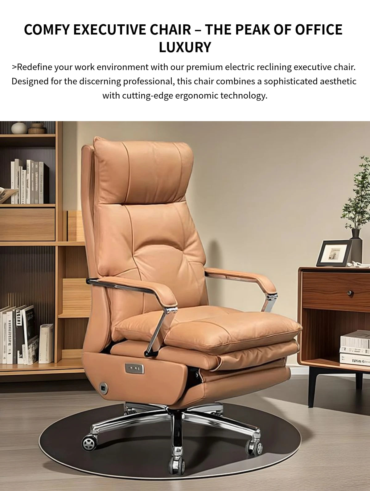 Ergonomic Office Chair 27 in Wide with Reclining & Lumbar Support for Executive Office — Detail image 1