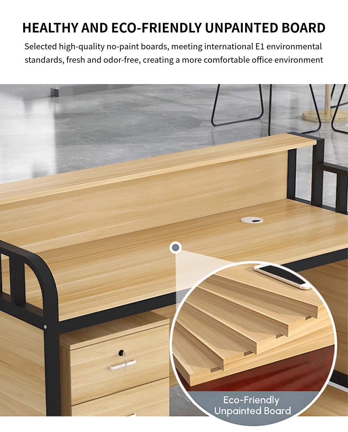 Office Workstation Desk with Portable, Privacy Panel & Swivel for Home Office — Detail image 2