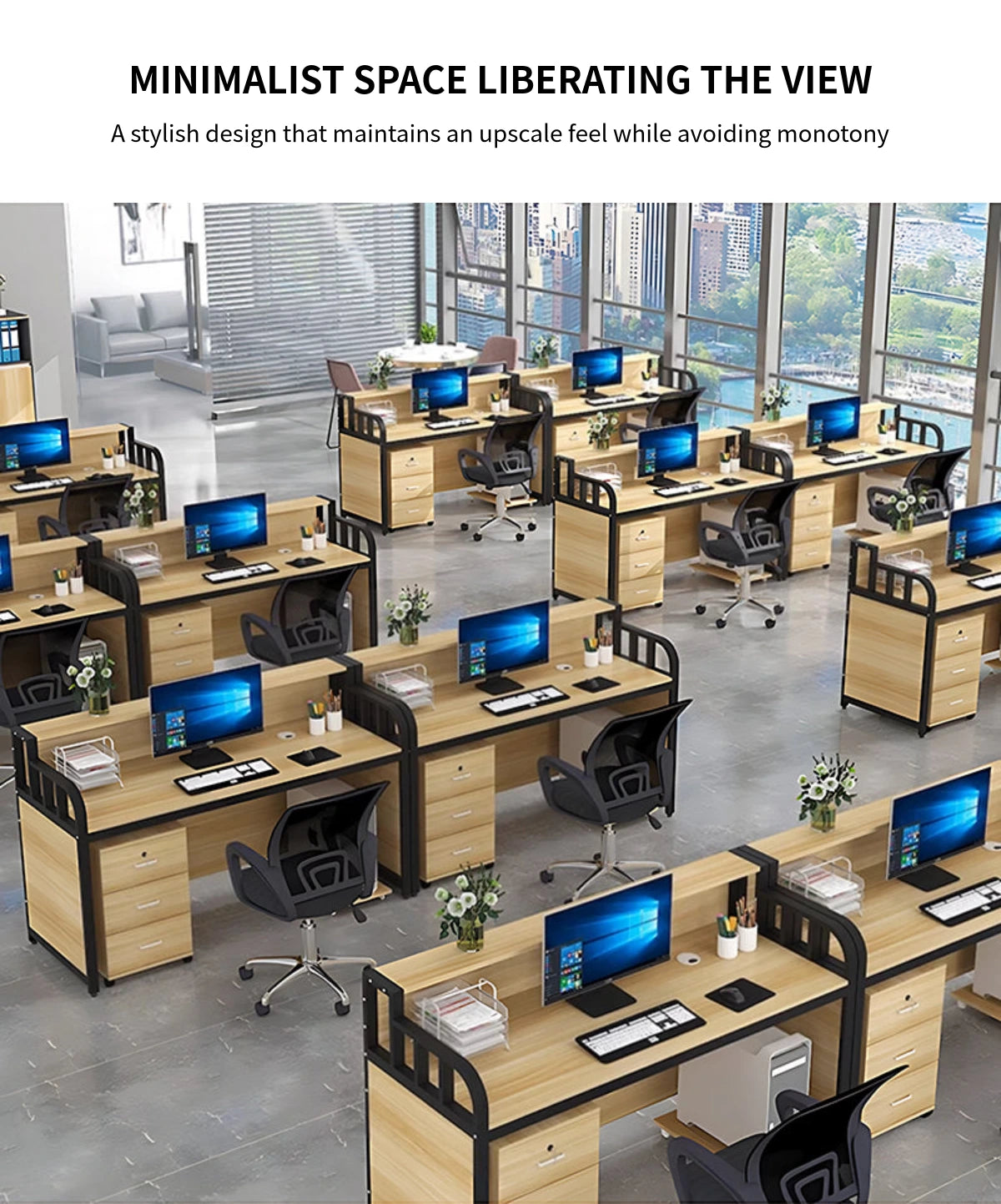Office Workstation Desk with Portable, Privacy Panel & Swivel for Home Office — Detail image 3