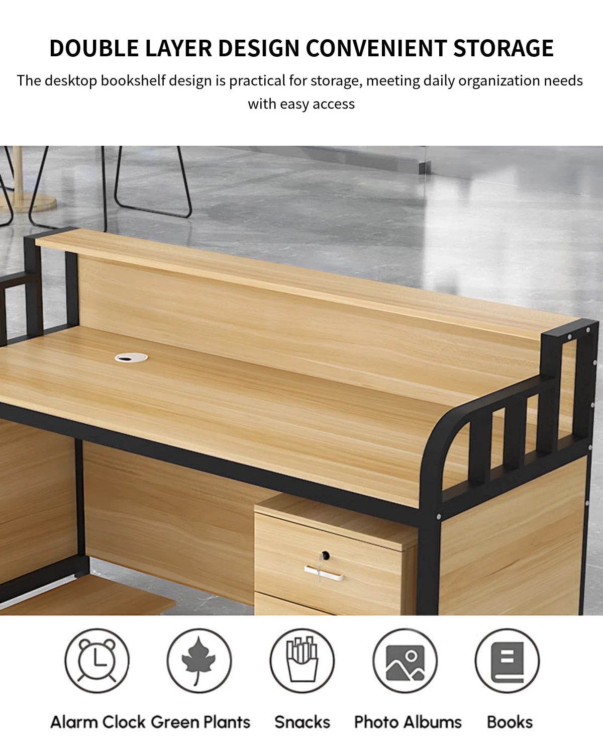 Office Workstation Desk with Portable, Privacy Panel & Swivel for Home Office — Detail image 4