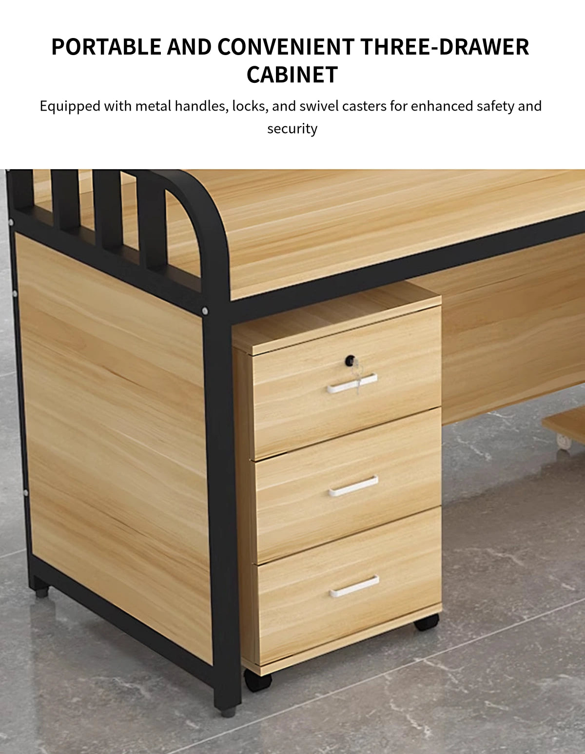 Office Workstation Desk with Portable, Privacy Panel & Swivel for Home Office — Detail image 5