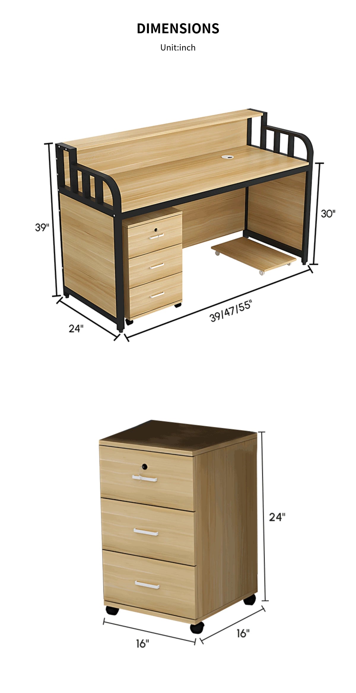 Office Workstation Desk with Portable, Privacy Panel & Swivel for Home Office — Detail image 8