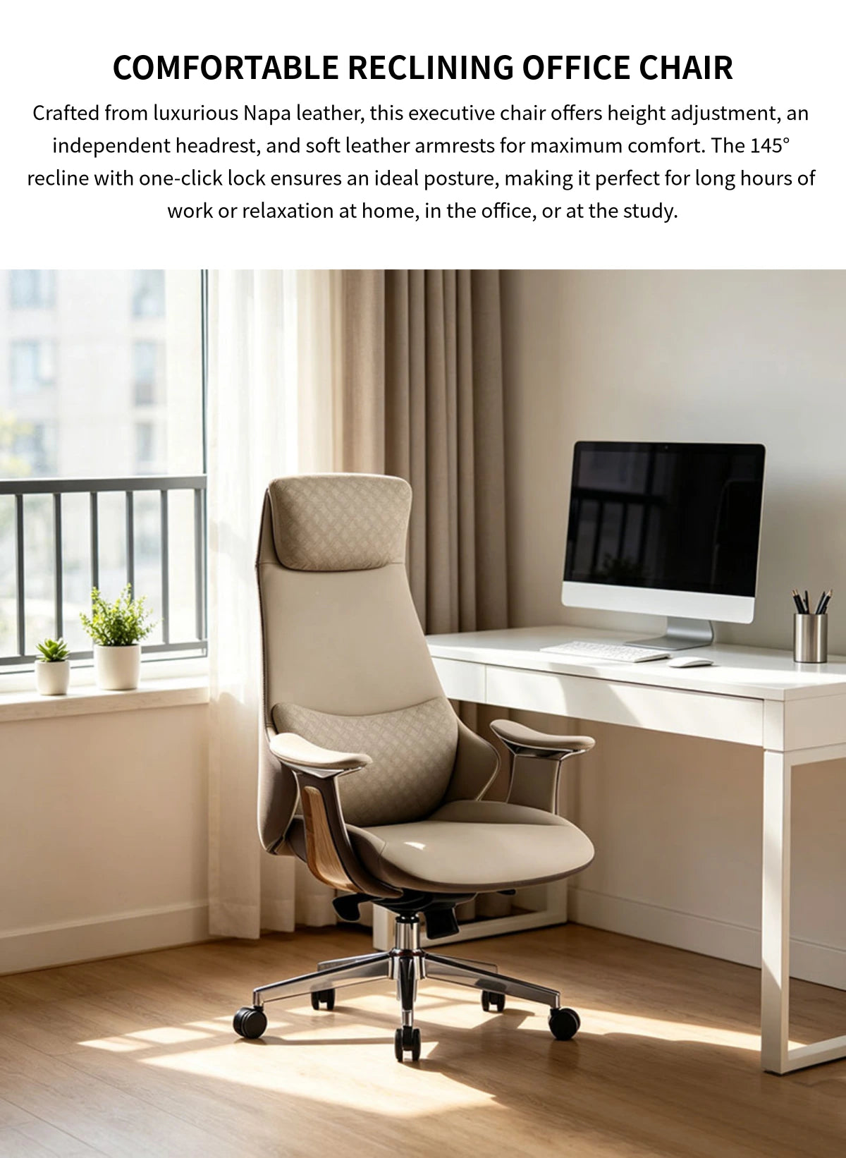 Ergonomic Office Chair with Lumbar Support & Reclining for Executive Office — Detail image 1