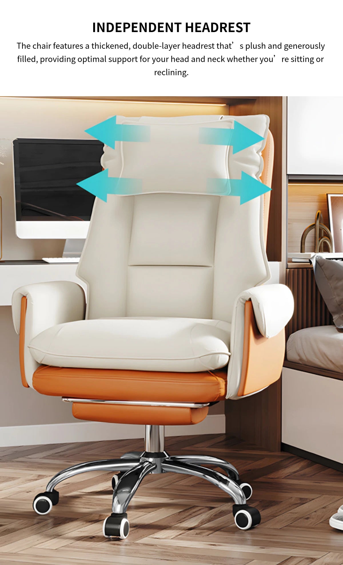 Ergonomic Office Chair with Swivel, Curved & Dual-Tone for Home Office — Detail image 2