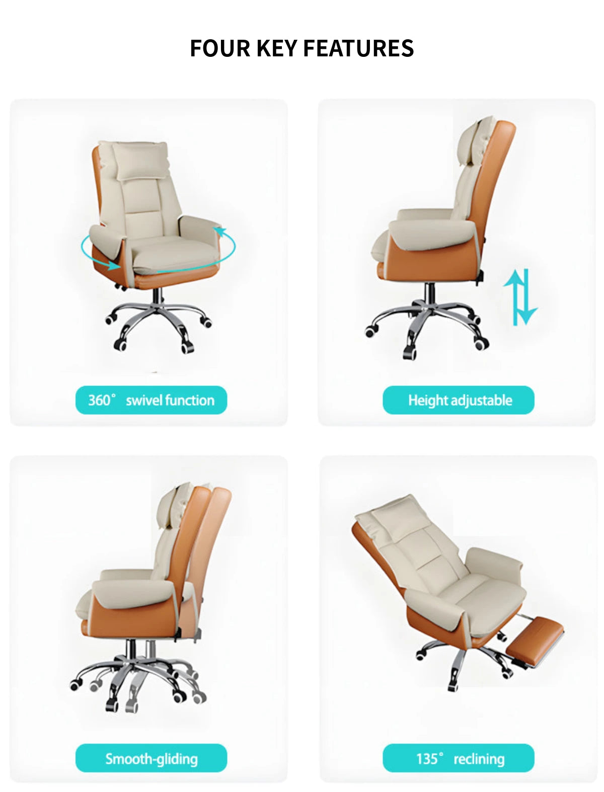 Ergonomic Office Chair with Swivel, Curved & Dual-Tone for Home Office — Detail image 8