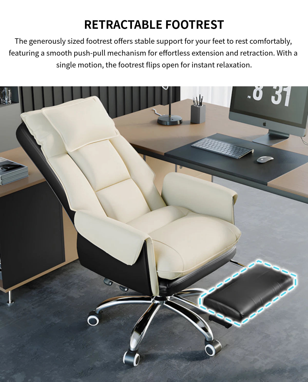 Ergonomic Office Chair with Swivel, Curved & Dual-Tone for Home Office — Detail image 9