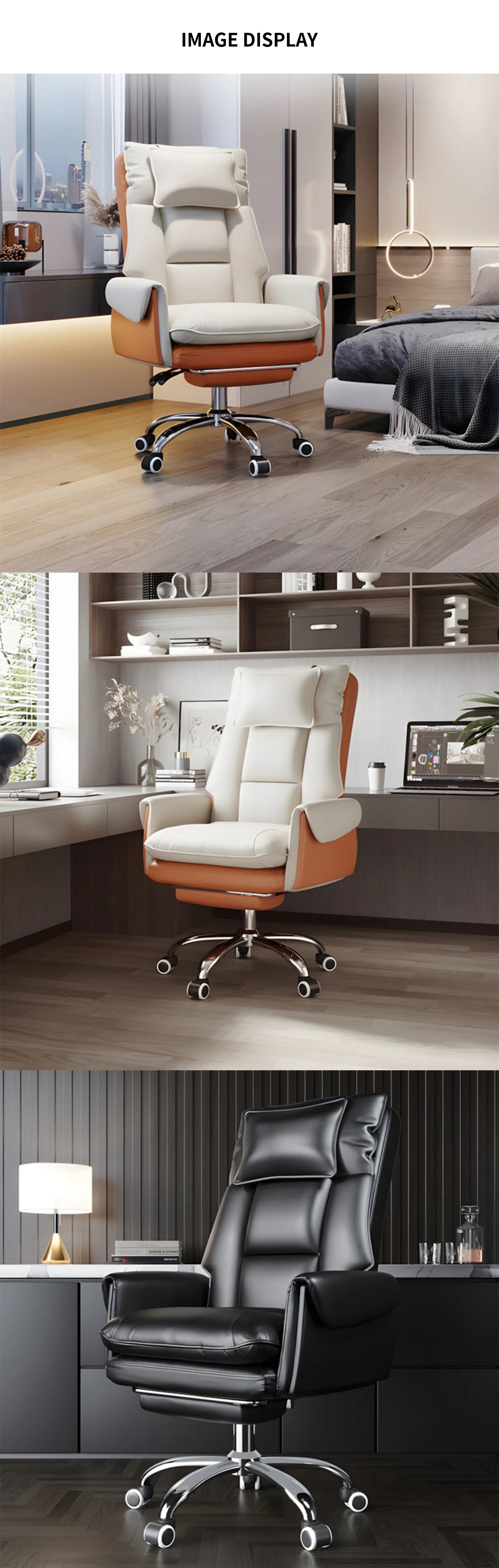 Ergonomic Office Chair with Swivel, Curved & Dual-Tone for Home Office — Detail image 12