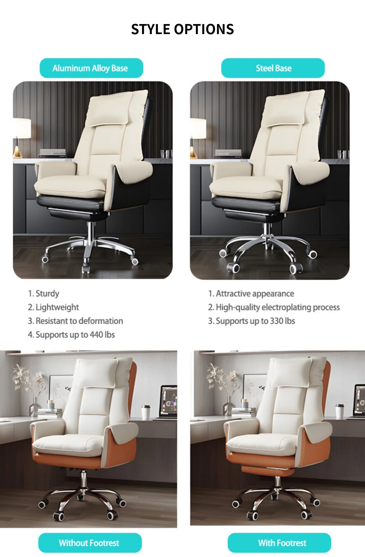 Ergonomic Office Chair with Swivel, Curved & Dual-Tone for Home Office — Detail image 13