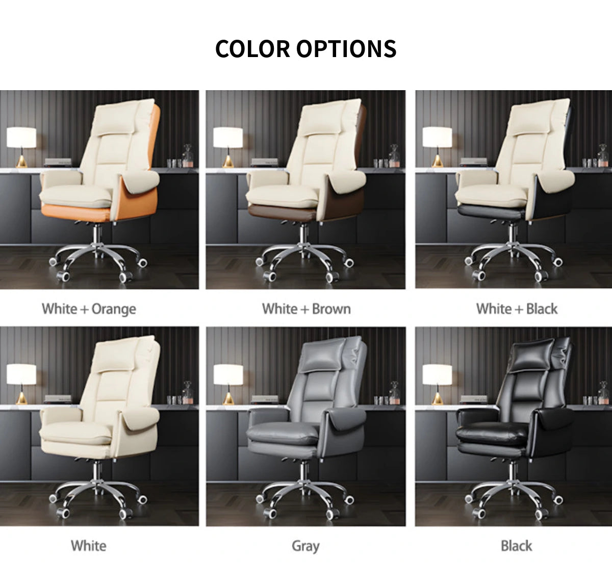 Ergonomic Office Chair with Swivel, Curved & Dual-Tone for Home Office — Detail image 14